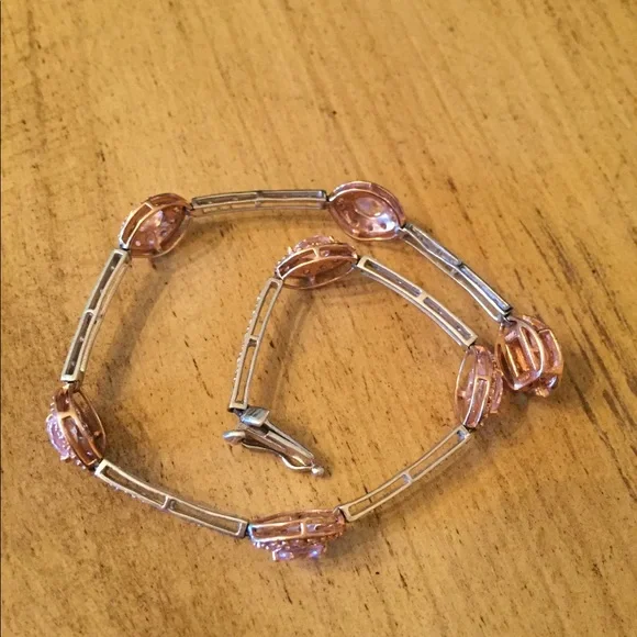 SOLD 14k White rose gold Kunzite bracelet - Picture 8 of 14